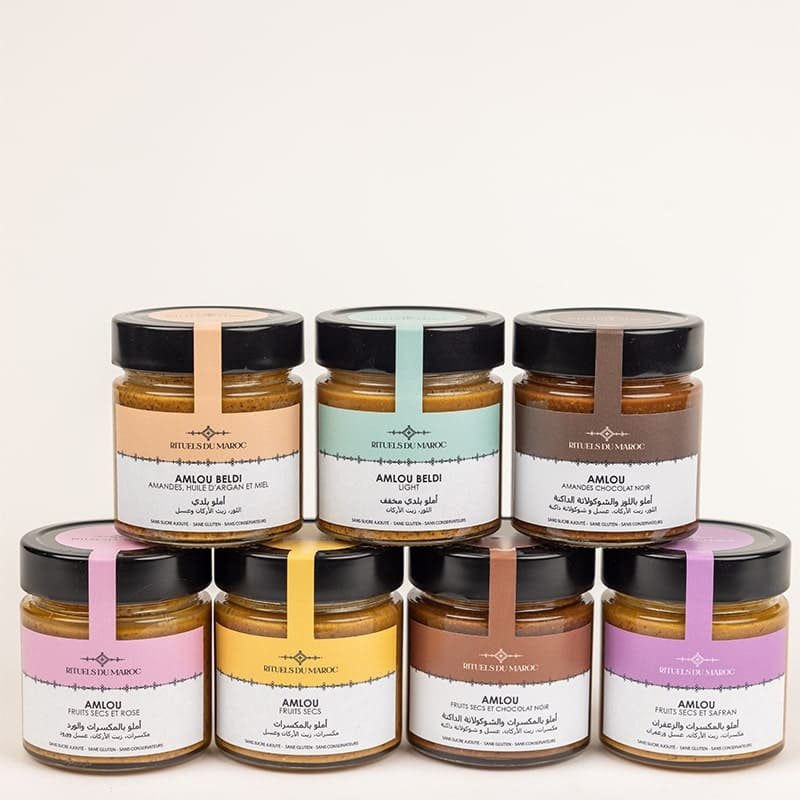 Pack Amlou 1 Pack Amlou 6 variétés 200 g artisanales du Maroc