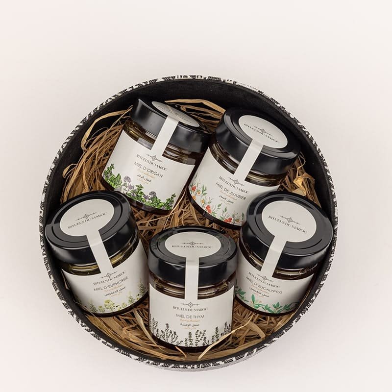 Coffret Miels du Maroc 2 Coffret Miels du Maroc – assortiment de miels purs et naturels marocains