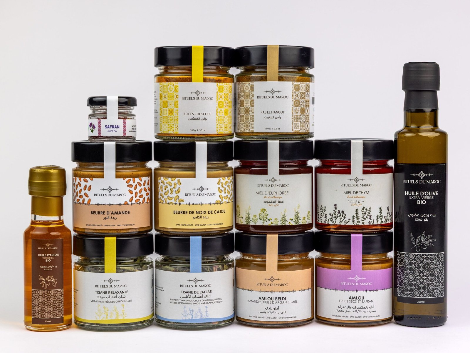 Pourquoi les produits du terroir marocain séduisent les marchés internationaux 1 Produits du terroir marocain Rituels du Maroc avec huile d’argan, huile d’olive, miel, amlou, épices et tisanes